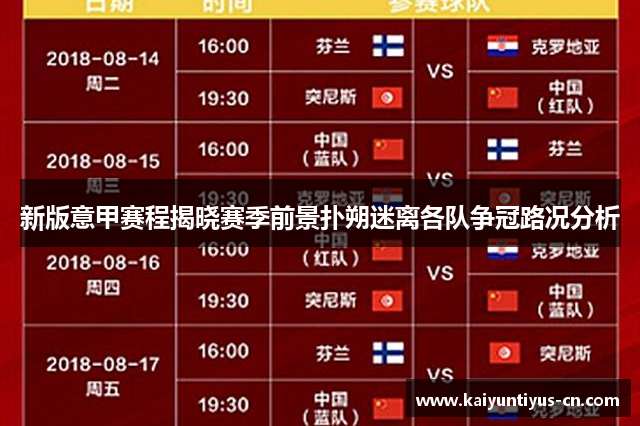 新版意甲赛程揭晓赛季前景扑朔迷离各队争冠路况分析