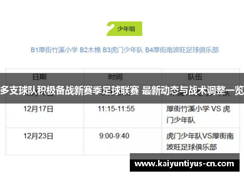 多支球队积极备战新赛季足球联赛 最新动态与战术调整一览